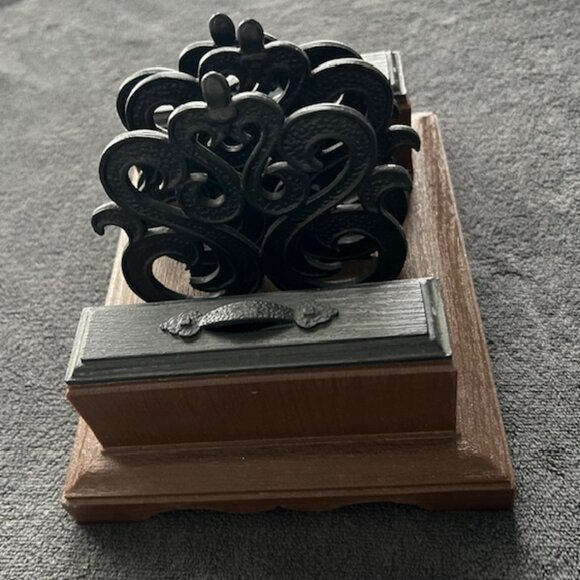 Vintage Mid-Century Desk Organizer Faux Wood Grain - Picture 7 of 8